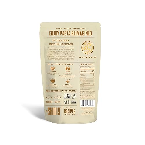 Miniatura 24 de Fetuccine- Pasta Konjac Saludable, Baja en Carbohidratos y Calorías, Completamente Cocida y Lista, Cetogénica, sin Gluten, Vegana y Paleo- 6 Pack