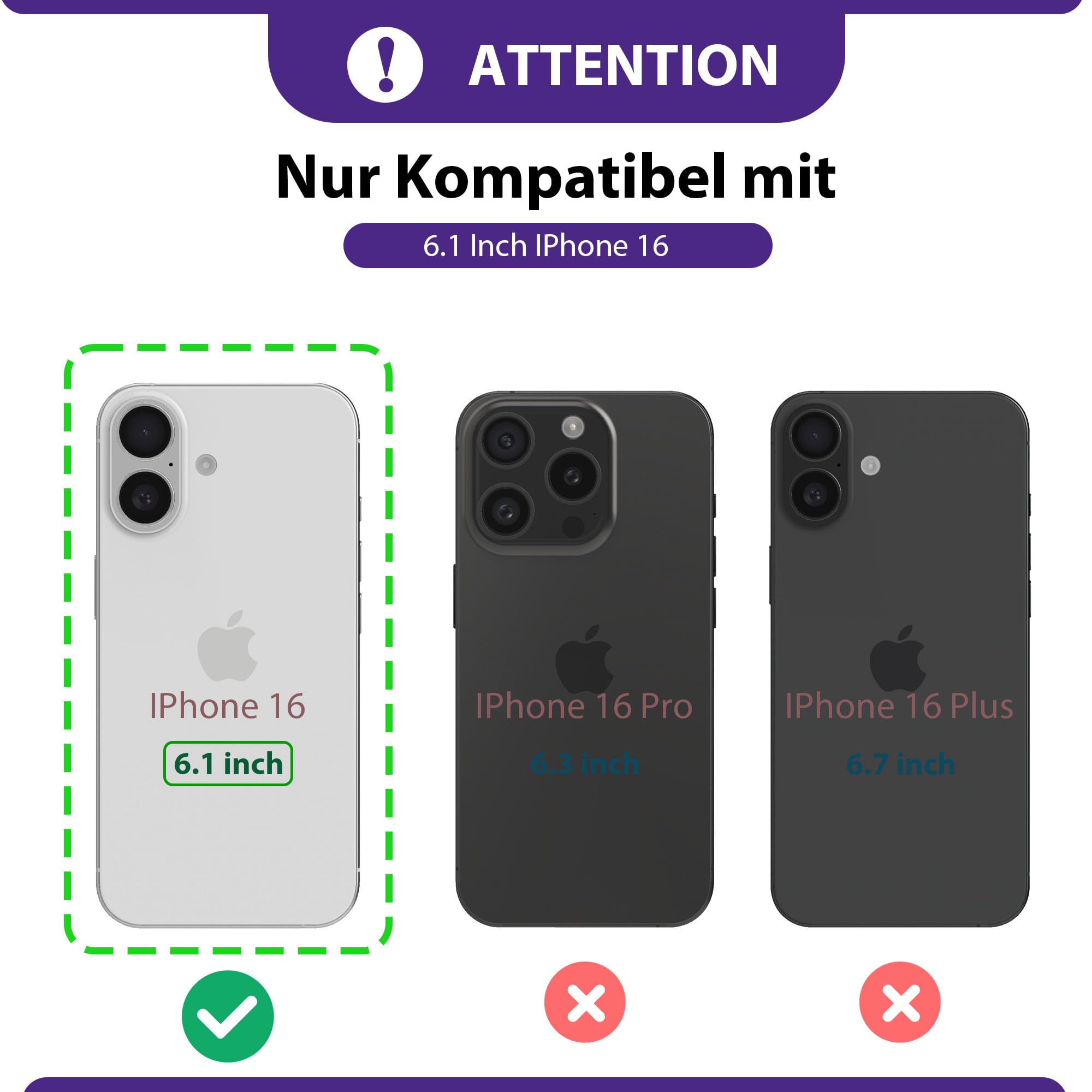Etui na telefon komórkowy iPhone 16 z przegródką na karty, miejscem na pieniądze, stojakiem, magnetycznym zamknięciem, skórzane etui ochronne, fioletowe