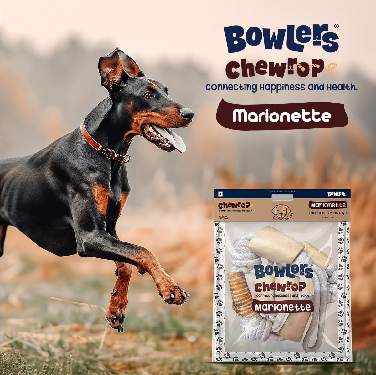 Bowlers Dog Treats Chewrope Marionette| for Giant Breeds | Made of Natural Material |Strengthens & Cleans Teeth | 2 in 1 Toy Plus Treats for bonding with Pets 3