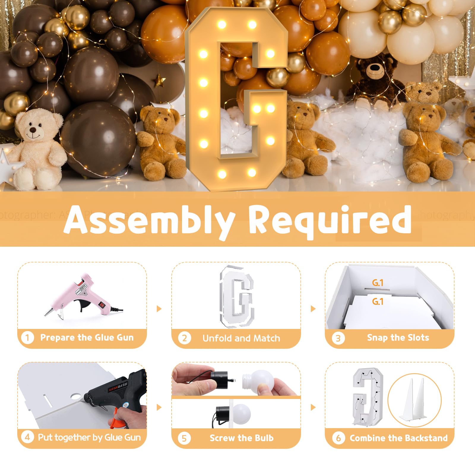 imprsv 4FT Marquee Light Up Letters for Birthday Party Decorations Large Marquee Letters for Wedding Event Bridal Shower Engagement Anniversarty Party Decor,Letter G