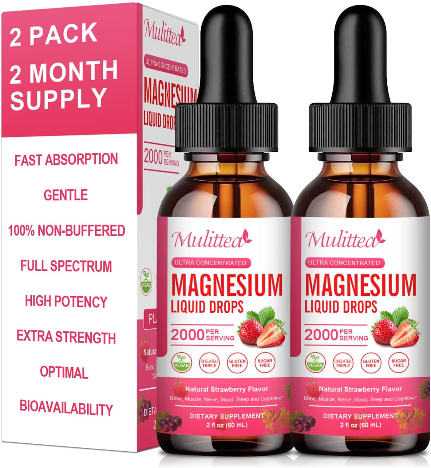 Magnesium Glycinate Liquid, High Potency Magnesium Glycinate, Citrate, Sugar Free Vegan Non-GMO Complex Supplement Promotes Nerv,Relaxation,Muscle,Sleep Support*