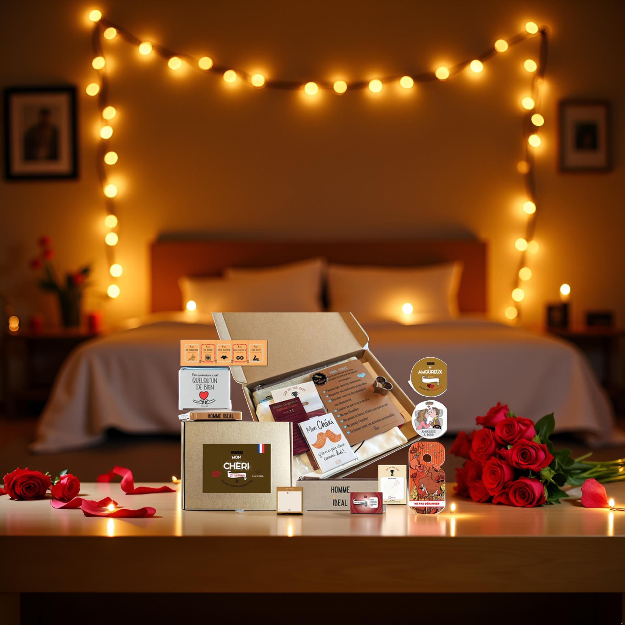 Calendrier Evenement Coffrets cadeau Couple x2 Mon Cheri et MA Cherie- 25 Surprises Romantiques Femme/Homme - Box Cadeaux pour Amoureux Monsieur et Madame - Made in France