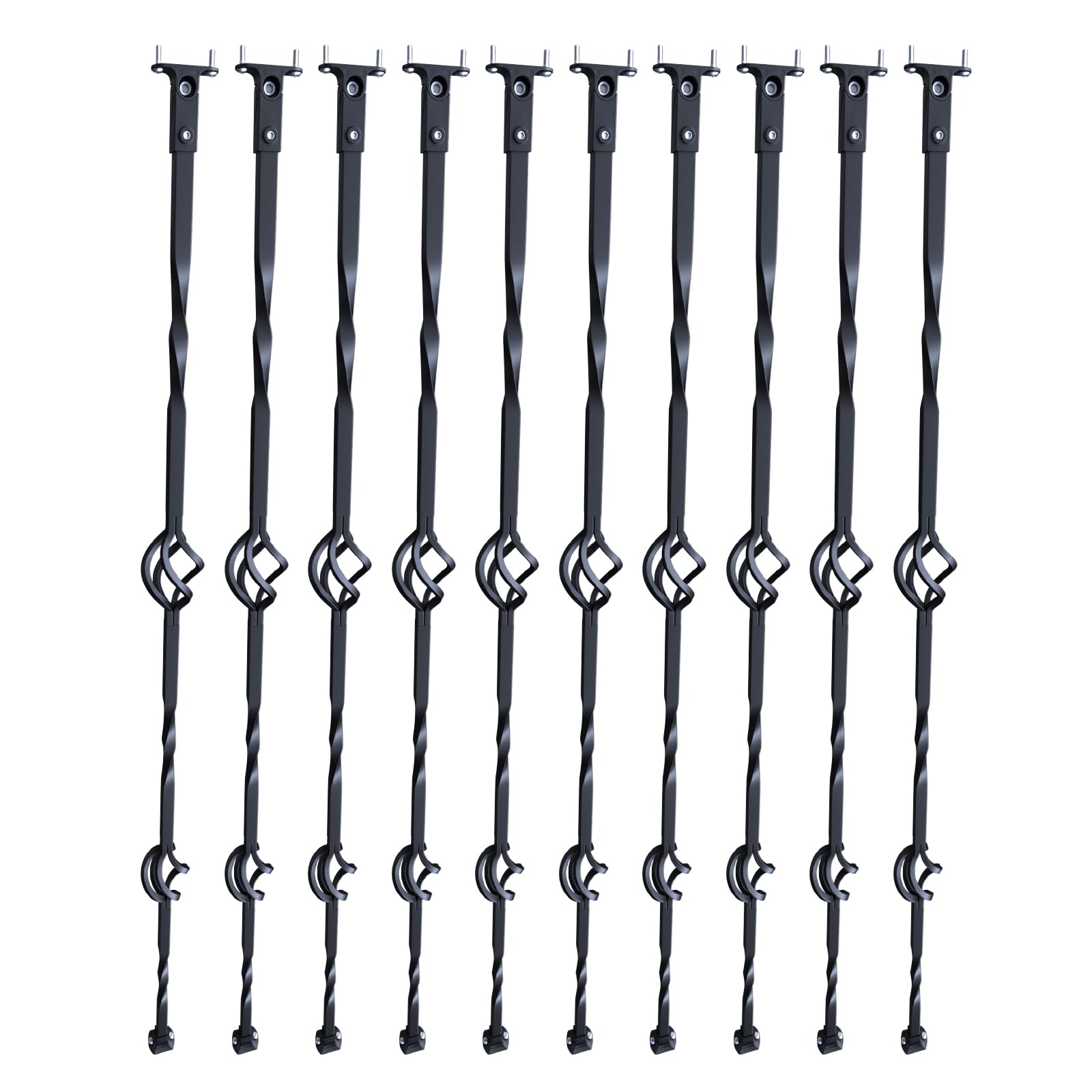 VEVOR Balaustres de Metal para Escaleras Barras Decorativas de Acero Galvanizado 1122 mm 10 Balaustres de Seguridad Estilo Cesta Doble con Zapatas y Tornillos para Barandilla de Escalera en Caracol