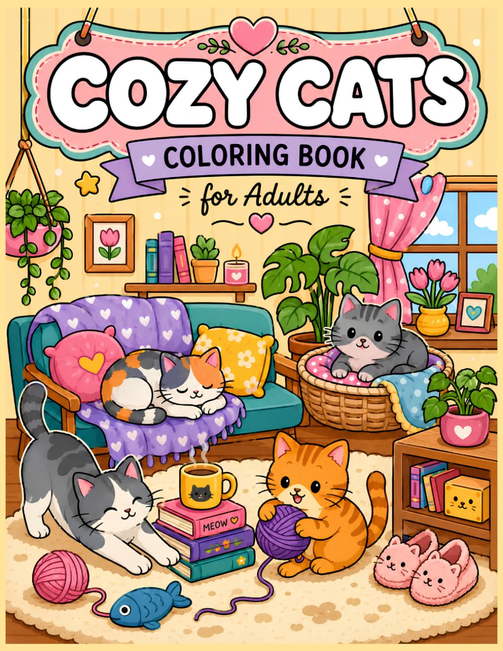 Cozy Cats Coloring Book for Adults: Relaxing Designs for Stress Relief, Mindful Moments, and Creative Calm