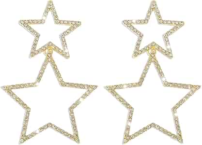 Amazon.com: Double Layer Star Earrings Big Star Dangle