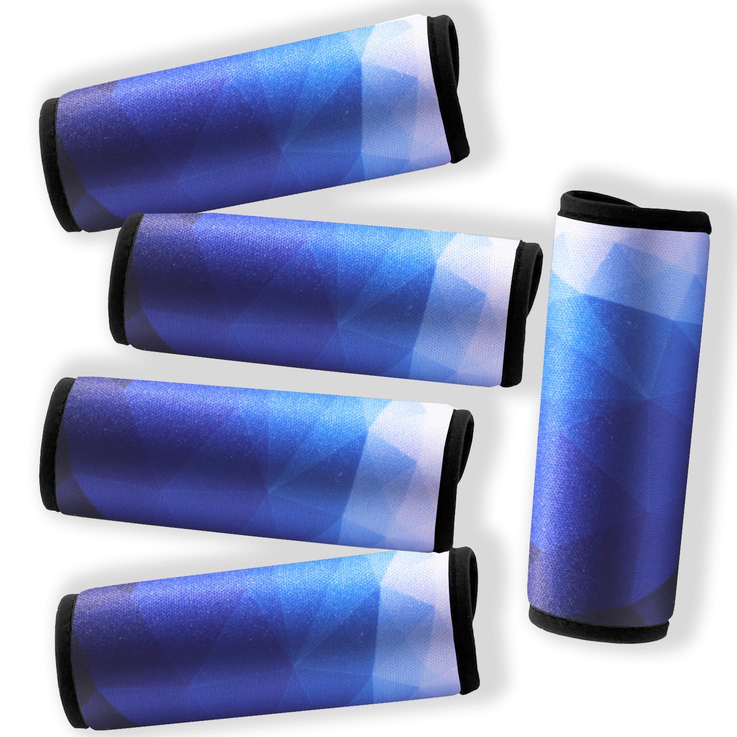 5 Pack Neoprene Luggage Handle Wraps for Suitcase Travel Luggage Tags/Identifiers/Marker/Grips (2.0 Version) (Blue)