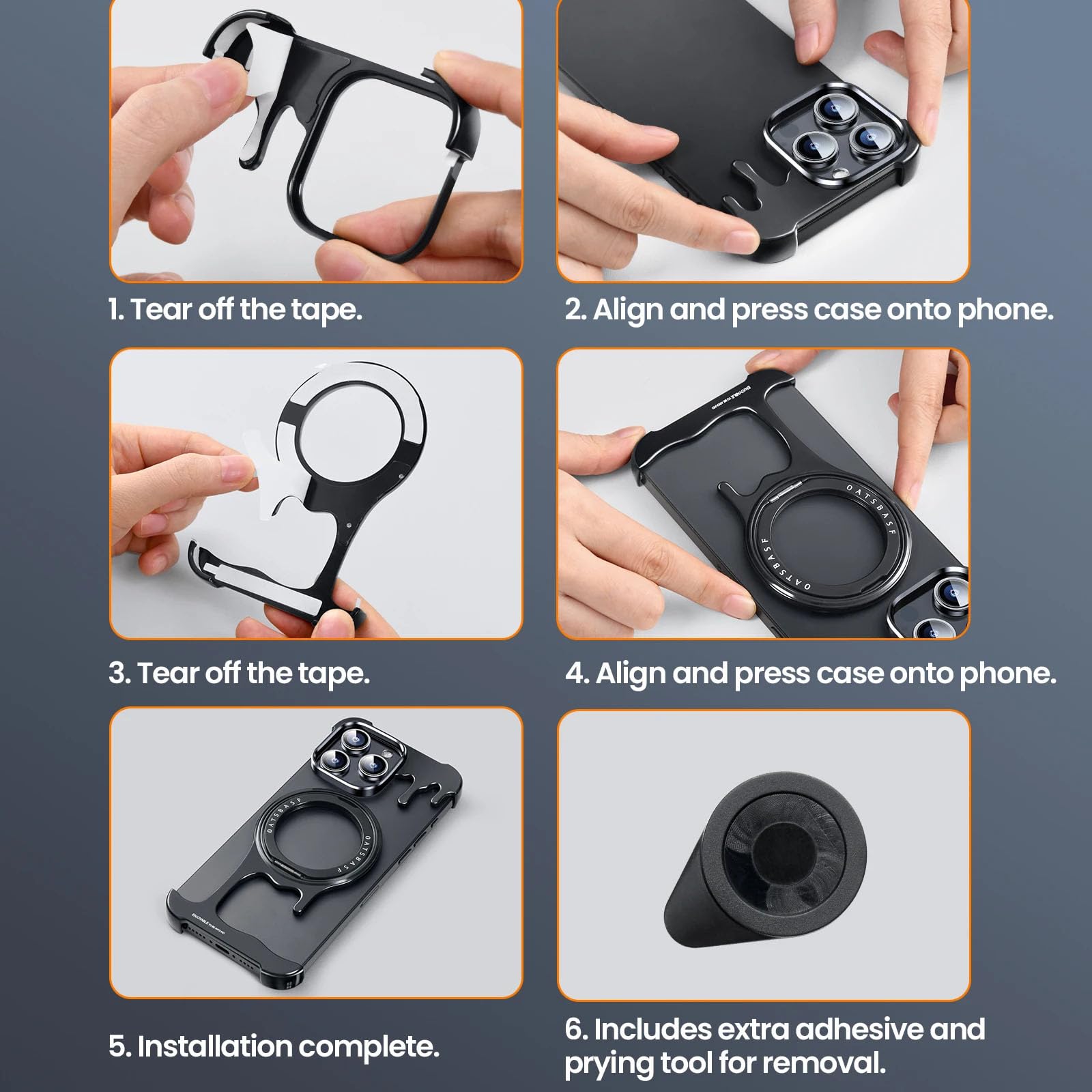 Funda para iPhone 15 Pro/15 Pro MAX, Cubierta de Metal Sin Marco con Soporte de Anillo de Metal Invisible, Protección contra Caídas de Grado Militar, Compatible con MagSafe