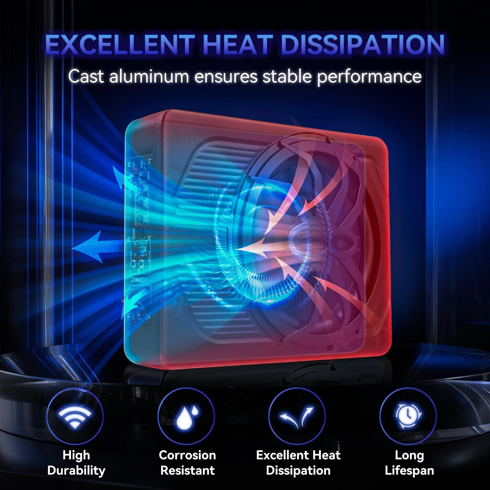 Topteng 10" 12V Slim Under Seat Powered Car Subwoofer with 1200W Max Power, Built-in Amplifier, App Control And Dynamic RGB Light, 4Ω 90dB Hi/Lo Input Bass Speaker Adatto per Car Truck SUV MPV