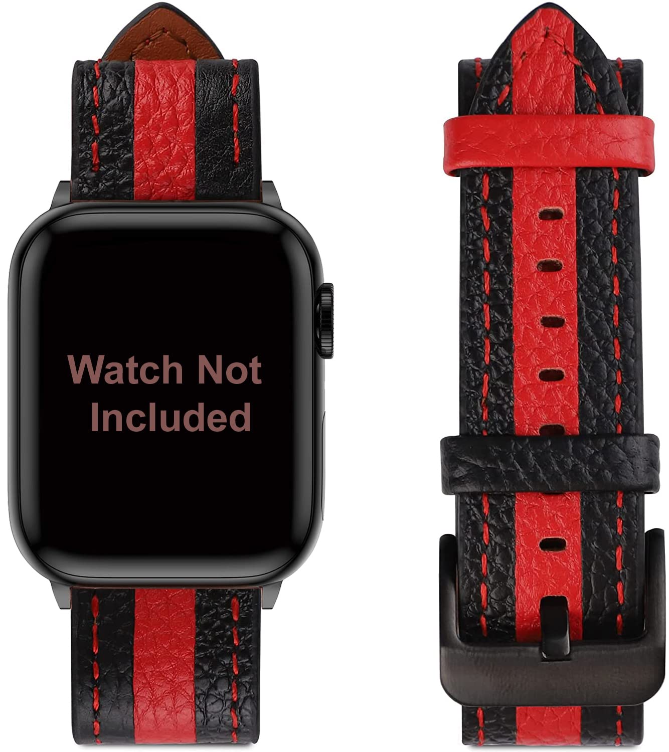 Zitel® Leather Bands Compatible with Apple Watch 41mm 40mm 38mm Band Men Women, for iWatch Series SE2/8/7/6/5/4/3/2/1/SE Genuine Leather Wristband Replacement Straps - Black/Red (B0BQRJ2H1Z) Amazon Price History, Amazon Price Tracker