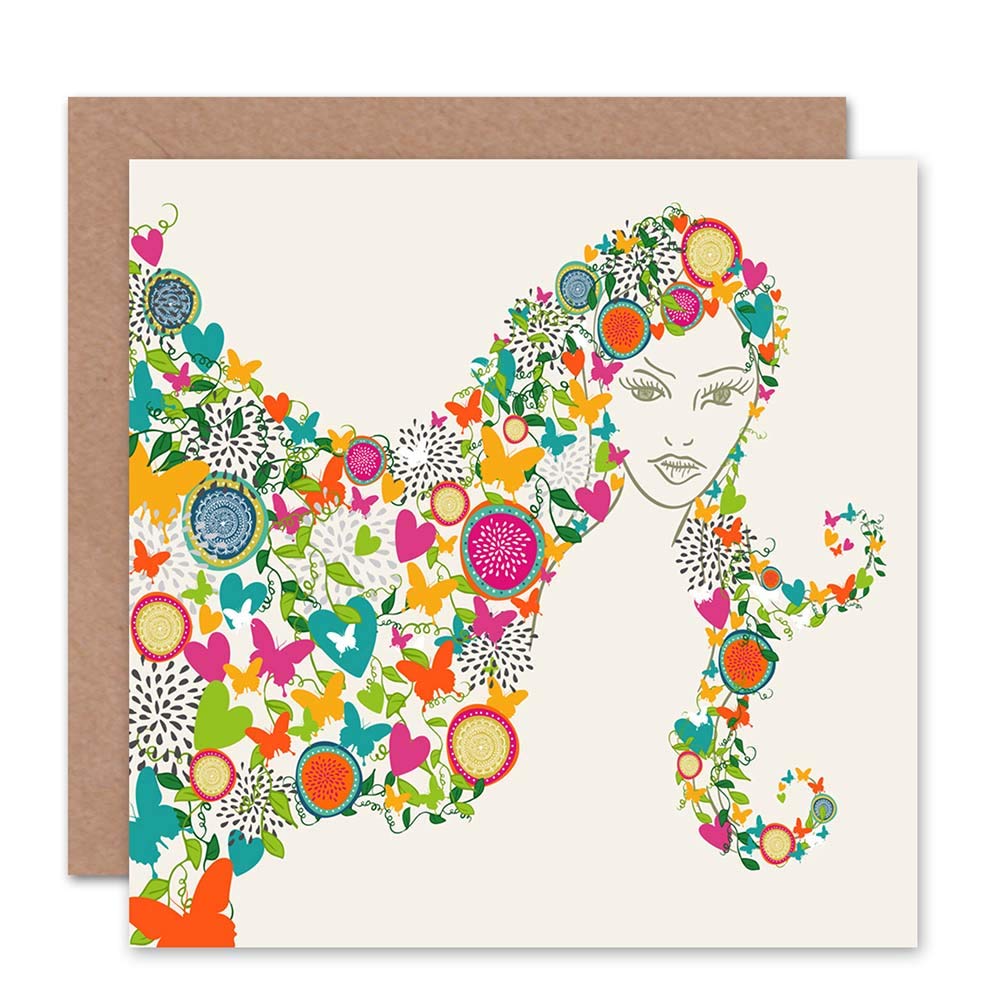 Artery8 Greeting Card - Bird Flowers Hair Art - Just to Say