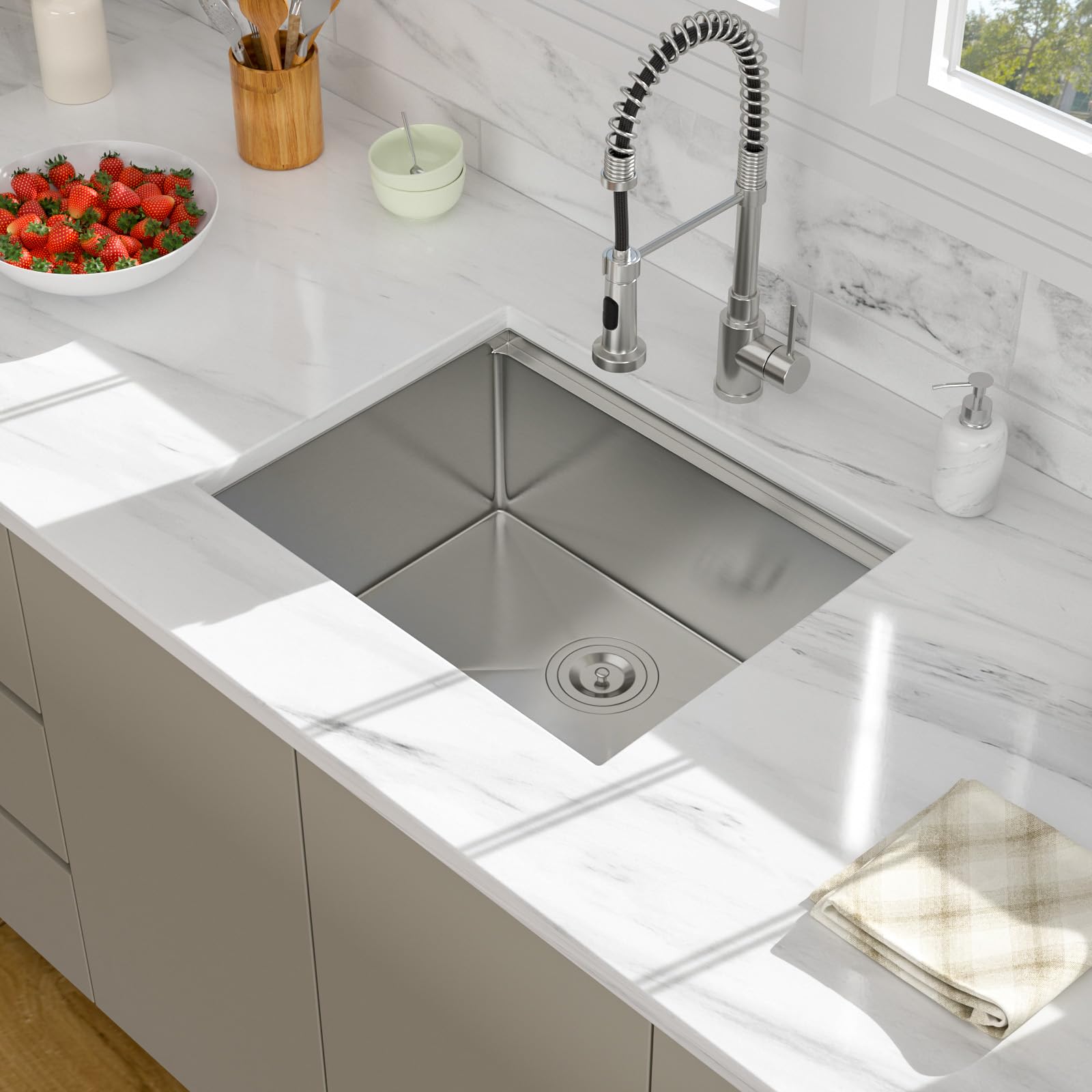 24 Inch Undermount Workstation Kitchen Sink - Beslend 24