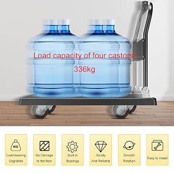 Pxzybd Furniture Swivel Castors Wheels 4 Pcs,with Brakes/No Brakes Swivel Castors 100mm,Trolley Rubber Transport Castors,Replacement Castors for Furniture M14/M16,360Swivel,4Nobrakes-M16