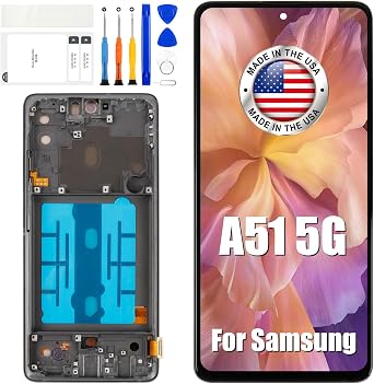 OLED for Samsung Galaxy A51 5G Screen Replacement for Samsung A51 5G A516 SM-A516U1 SM-A516U LCD Display Digitizer Assembly Touch Panel with Fingerprint SensorOriginal Size,Black with Frame