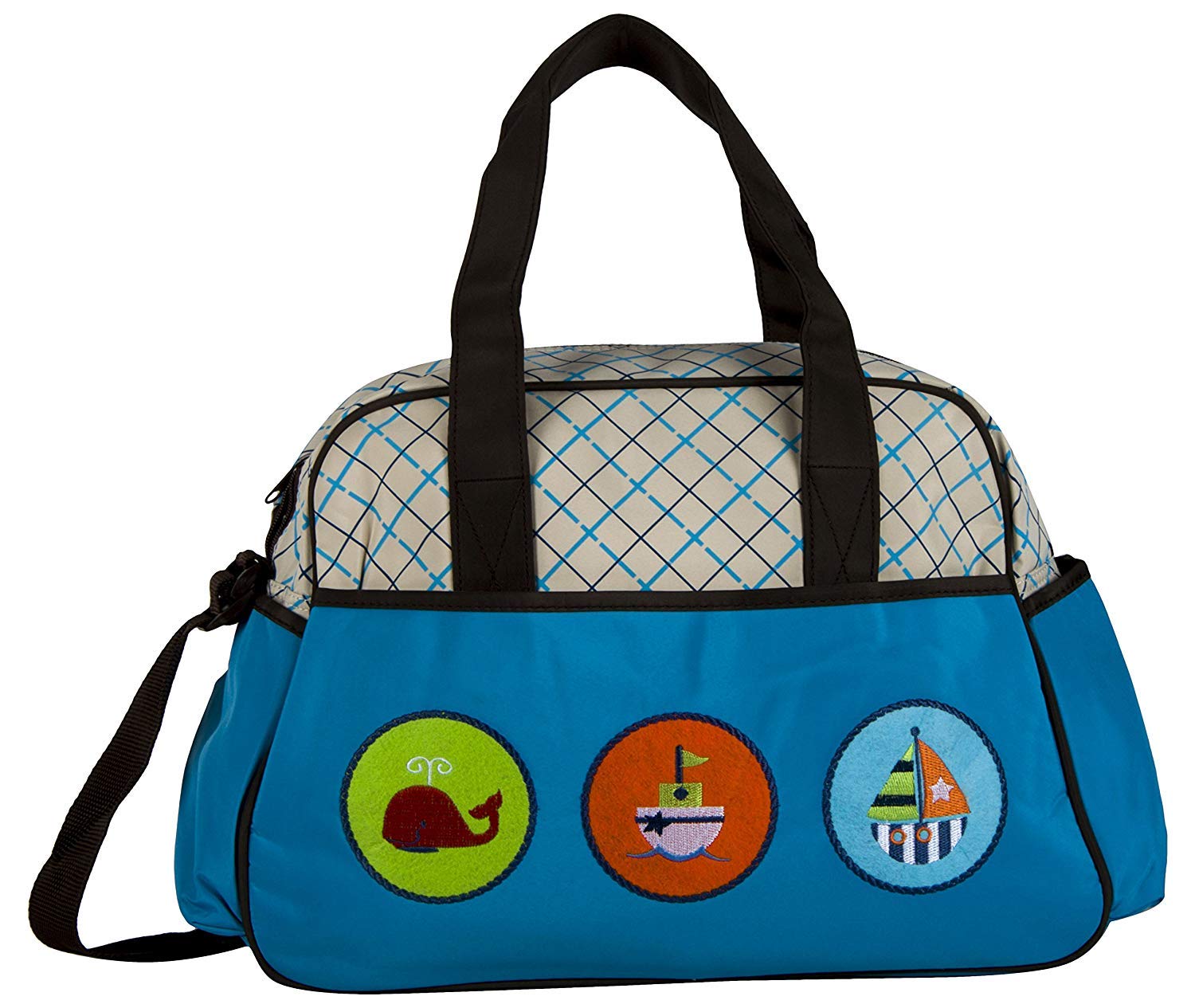 Alya Water Repellent D-Shape Baby Diaper Nappy Changing t Multi-Fuctional Mother Shoulder Nursery Travel Messenger Maternity Bag (Blue)-image-3