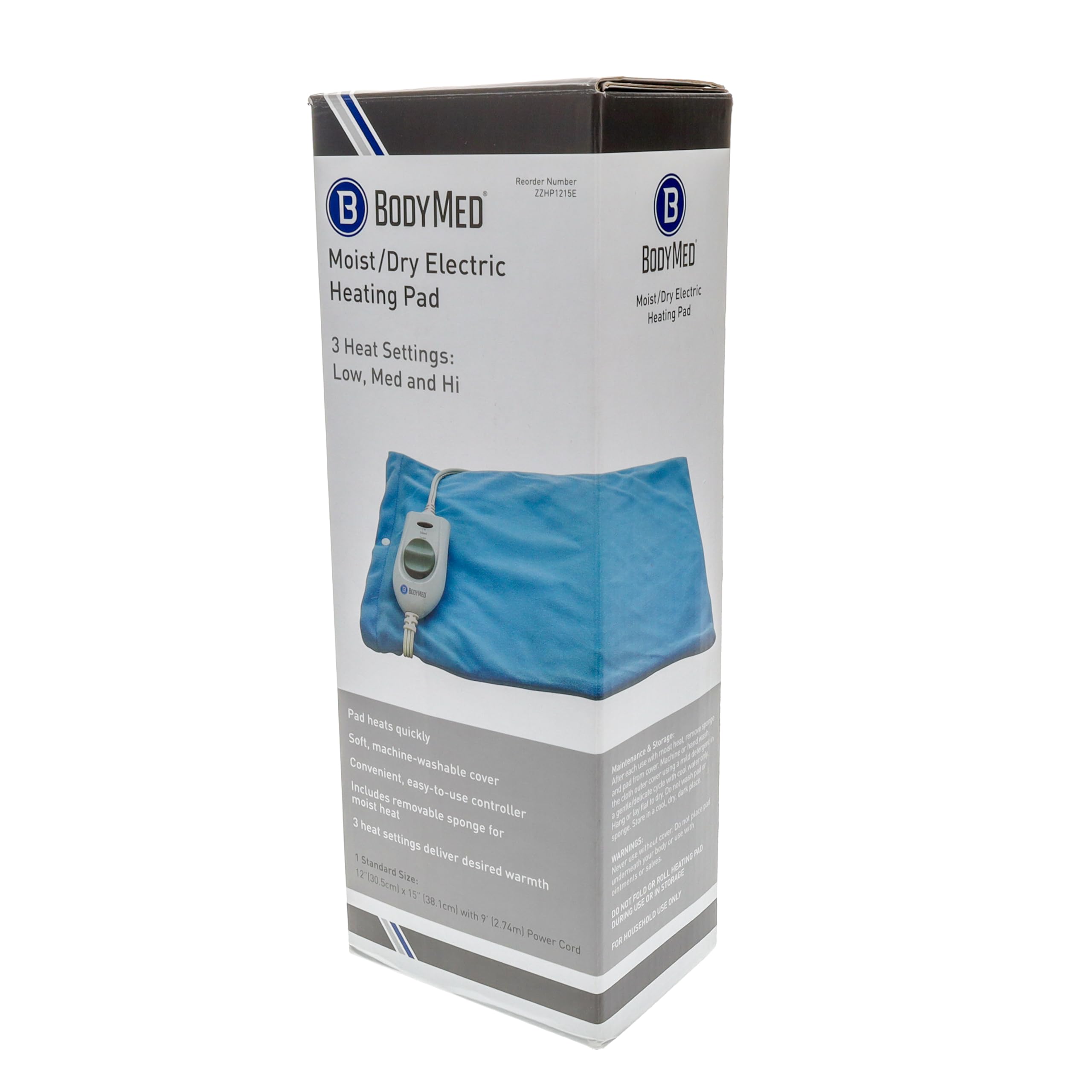 BodyMed Almohadilla térmica húmeda y seca con almohadilla de calefacción de apagado automático para alivio de molestias musculares, cuello, hombros, espalda y músculos, 12 x 15 pulgadas, azul,