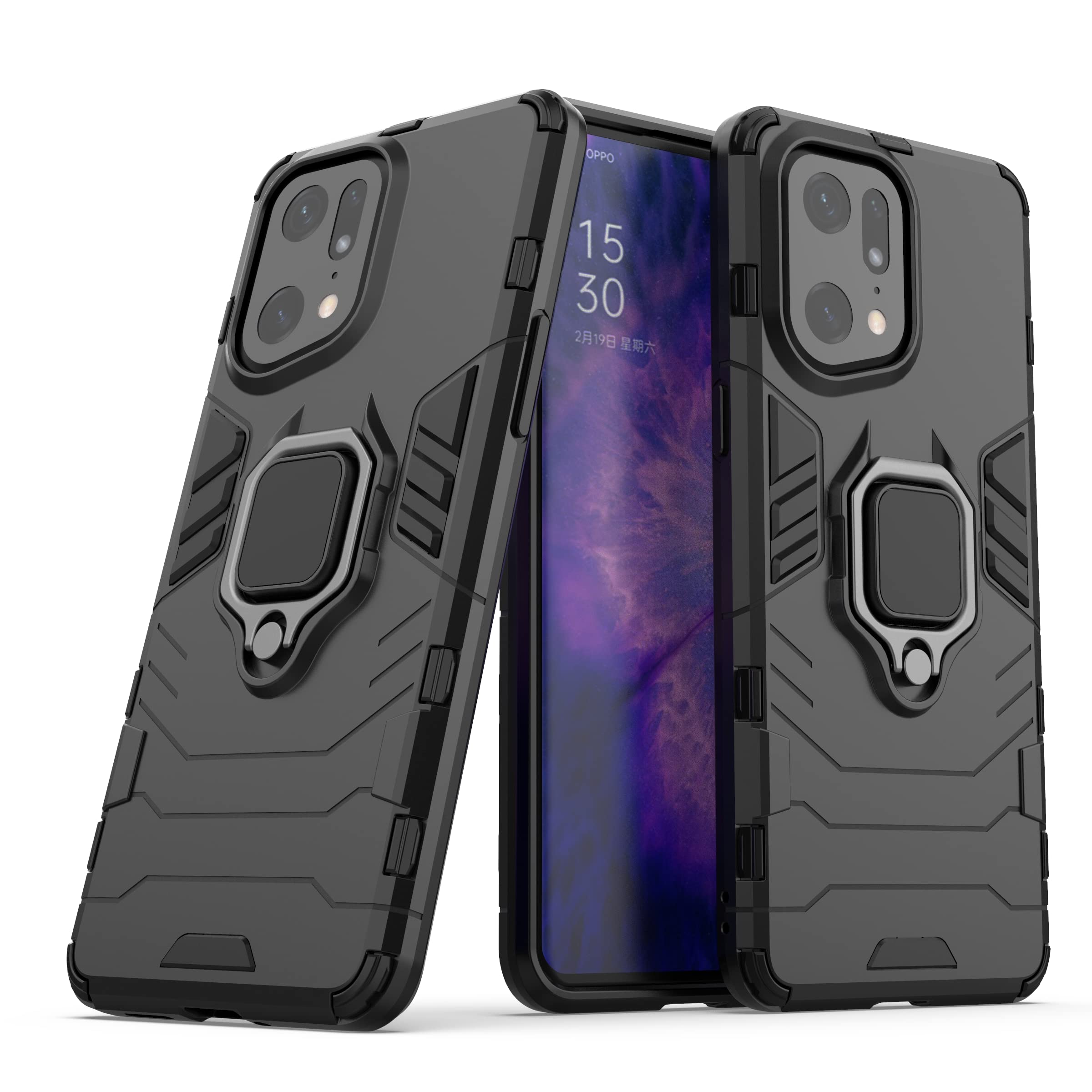FTRONGRT Case For Oppo Find X5 Pro, Rugged And Shockproof, With Mobile Phone Holder, Cover For Oppo Find X5 Pro-Black - View #10