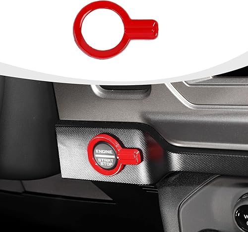 Vista 22 de Cubierta para botón de arranque Bronco, ajuste del botón de arranque del motor compatible con accesorios interiores Ford Bronco 2021-2023, fibra