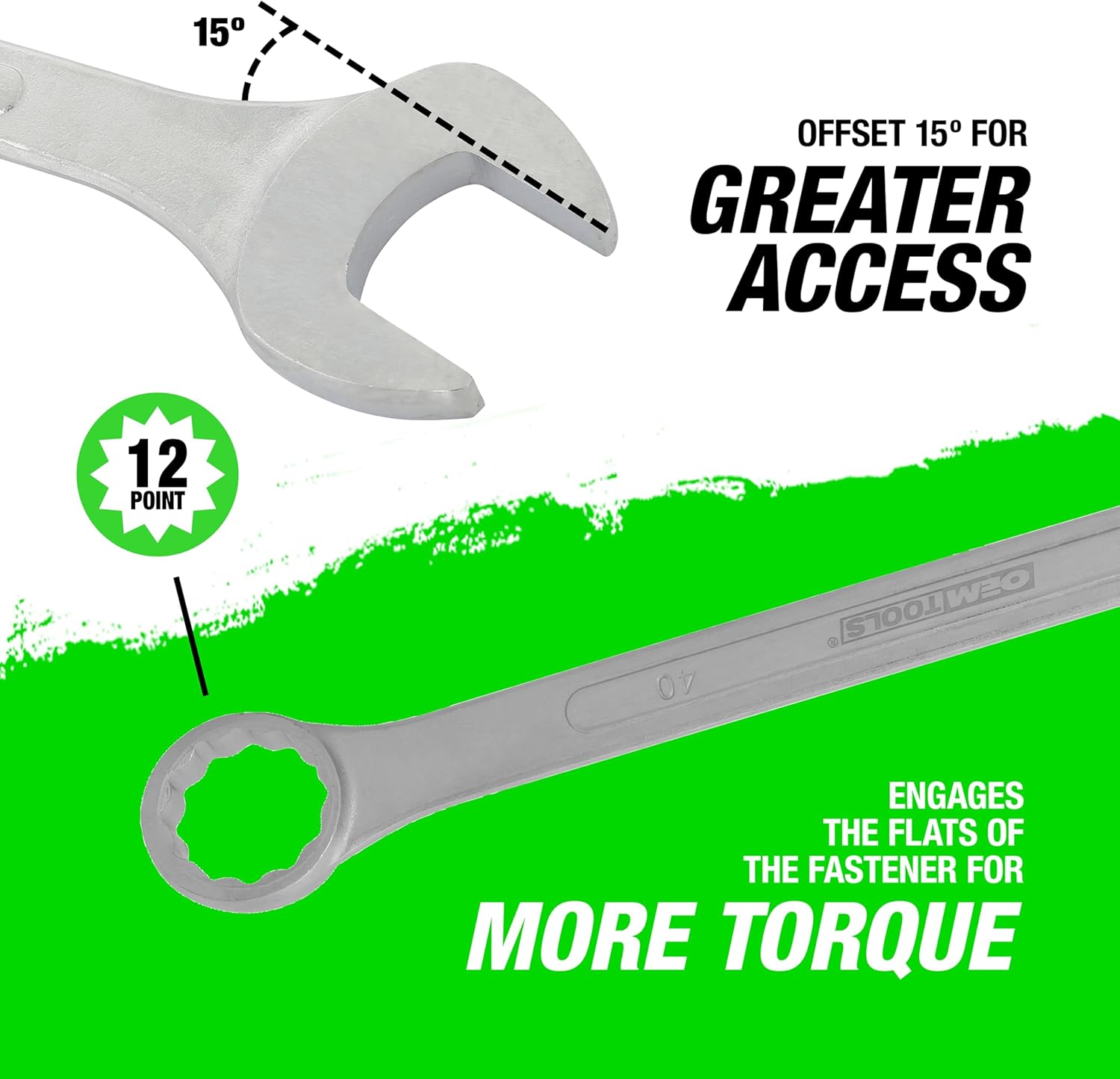 OEMTOOLS 22134 40mm Jumbo Combination Wrench, Combination Wrench Set Jumbo, Metric Combination Wrenches Set, OEM TOOLS Individual Metric Wrenches