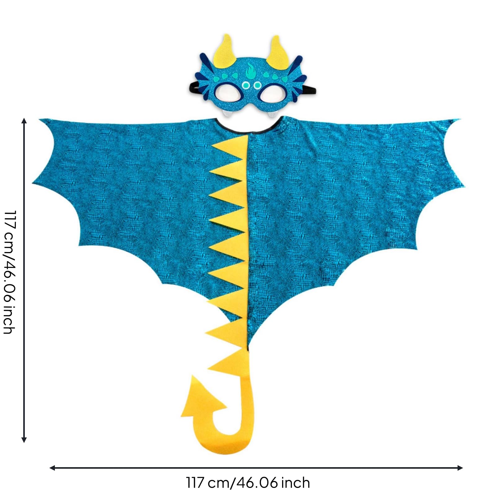 Mantellina con Maschera per Occhi | Resistente All'usura, Costume da Dinosauro con Maschera, Regolabile, Travestimento, per Carnevale