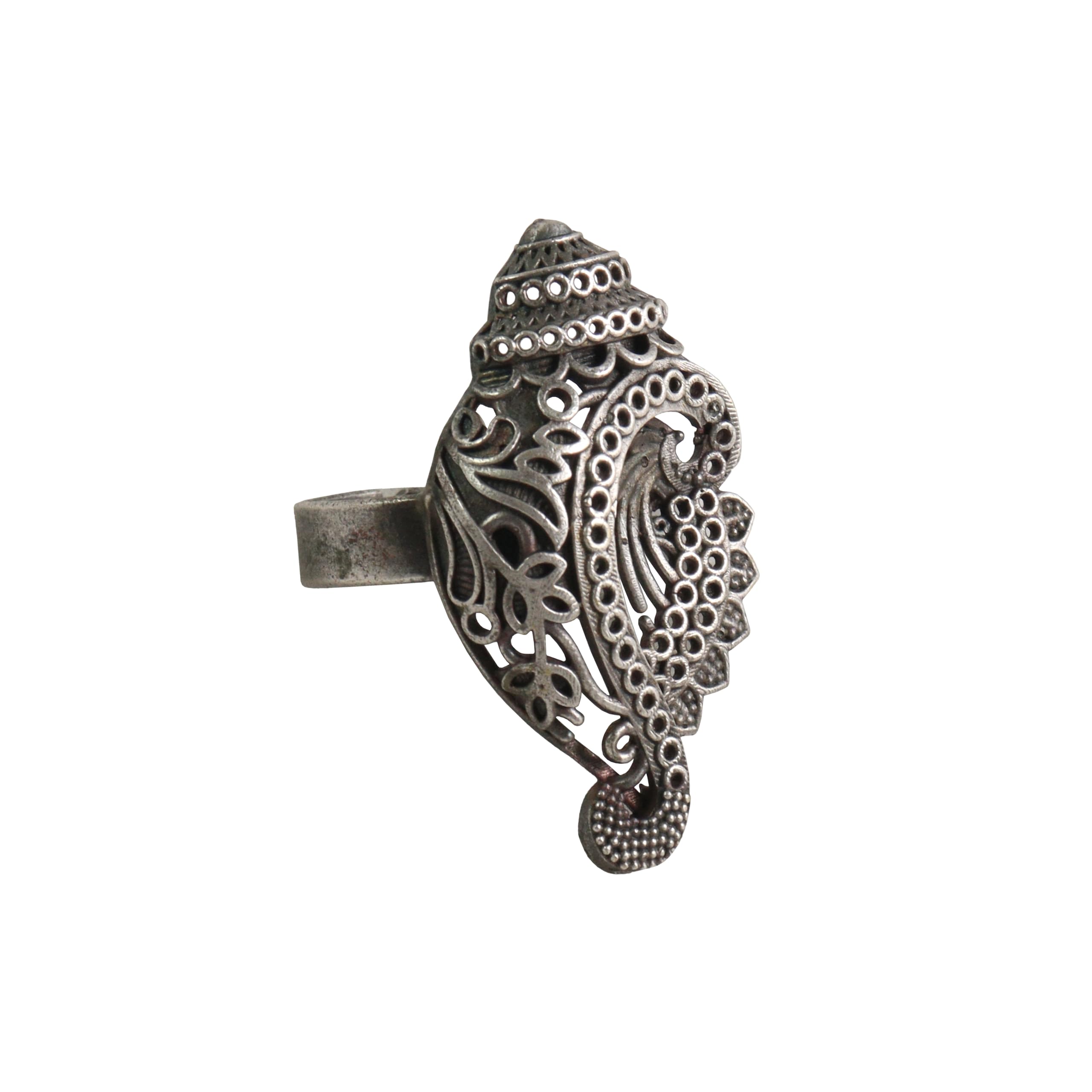 Khannak Jewellery Antique Sunburst Statement Ring, Spike Design, Vintage Style finger ring for Women