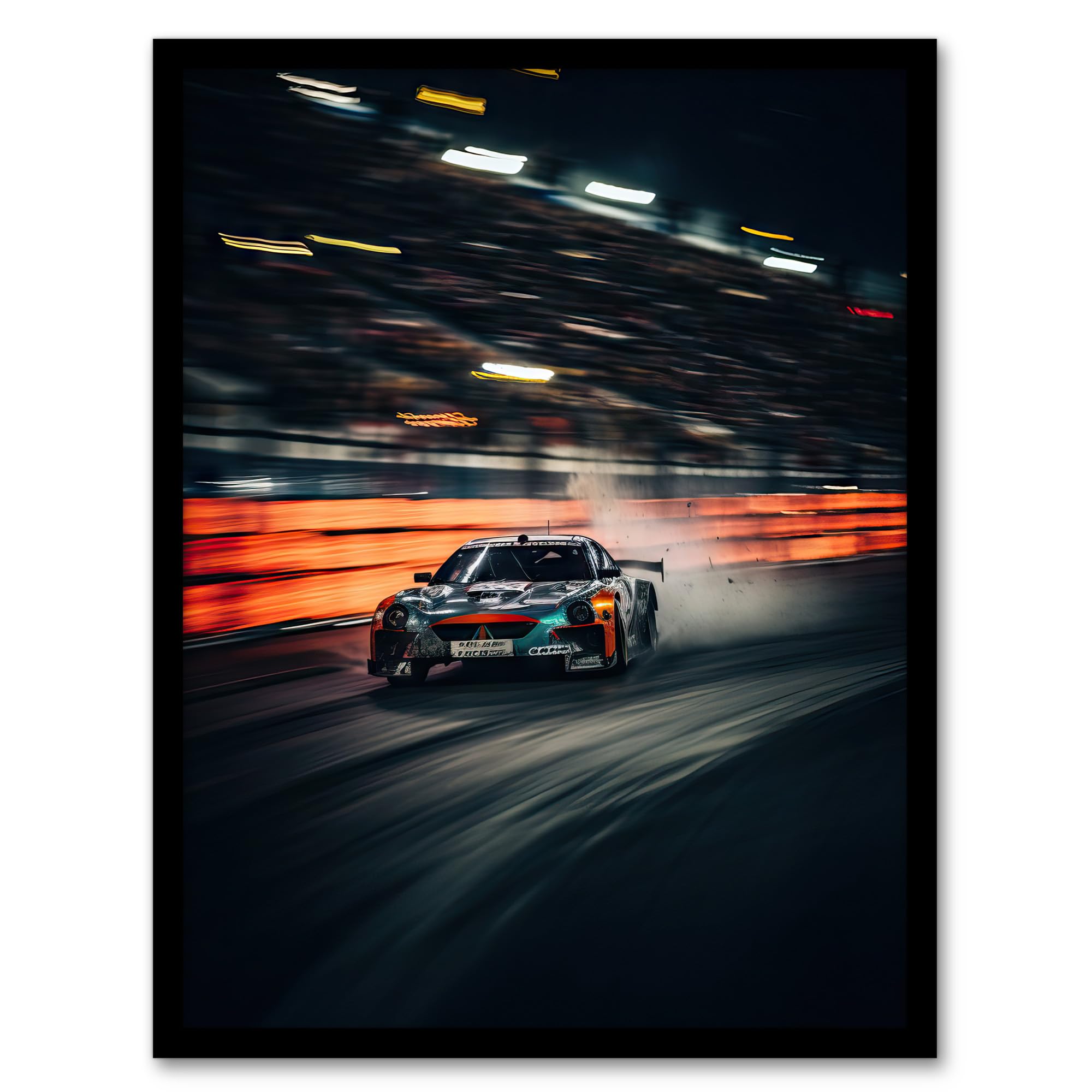 Artery8 Sports Car Challenge Motorsport Racing Circuit For Him Man Cave Artwork Artwork Framed Wall Art Print 18X24 Inch