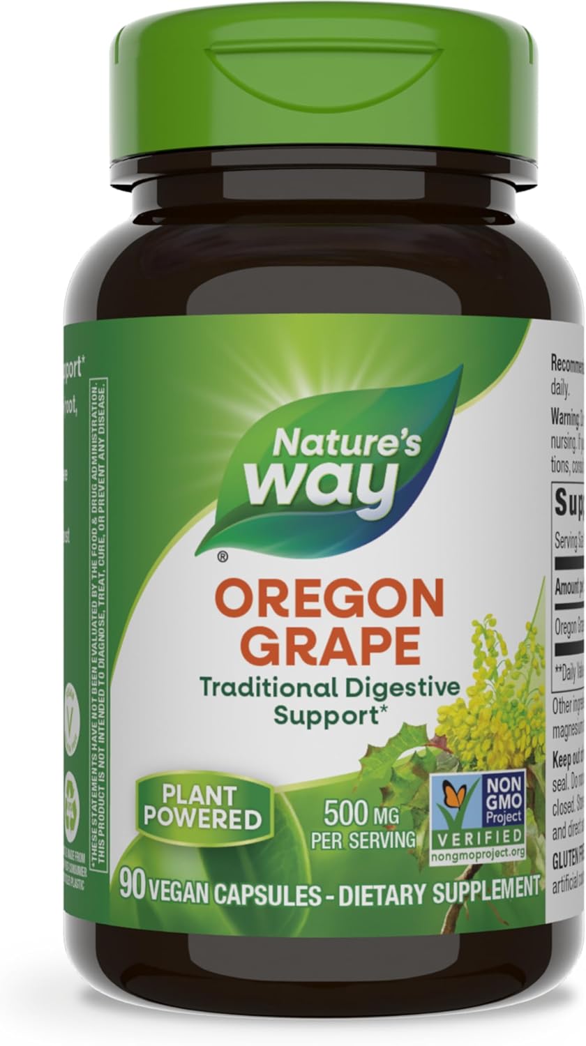 Nature’s Way Oregon Grape, Traditional Digestion Remedy* Supplement, 90 Vegan Capsules