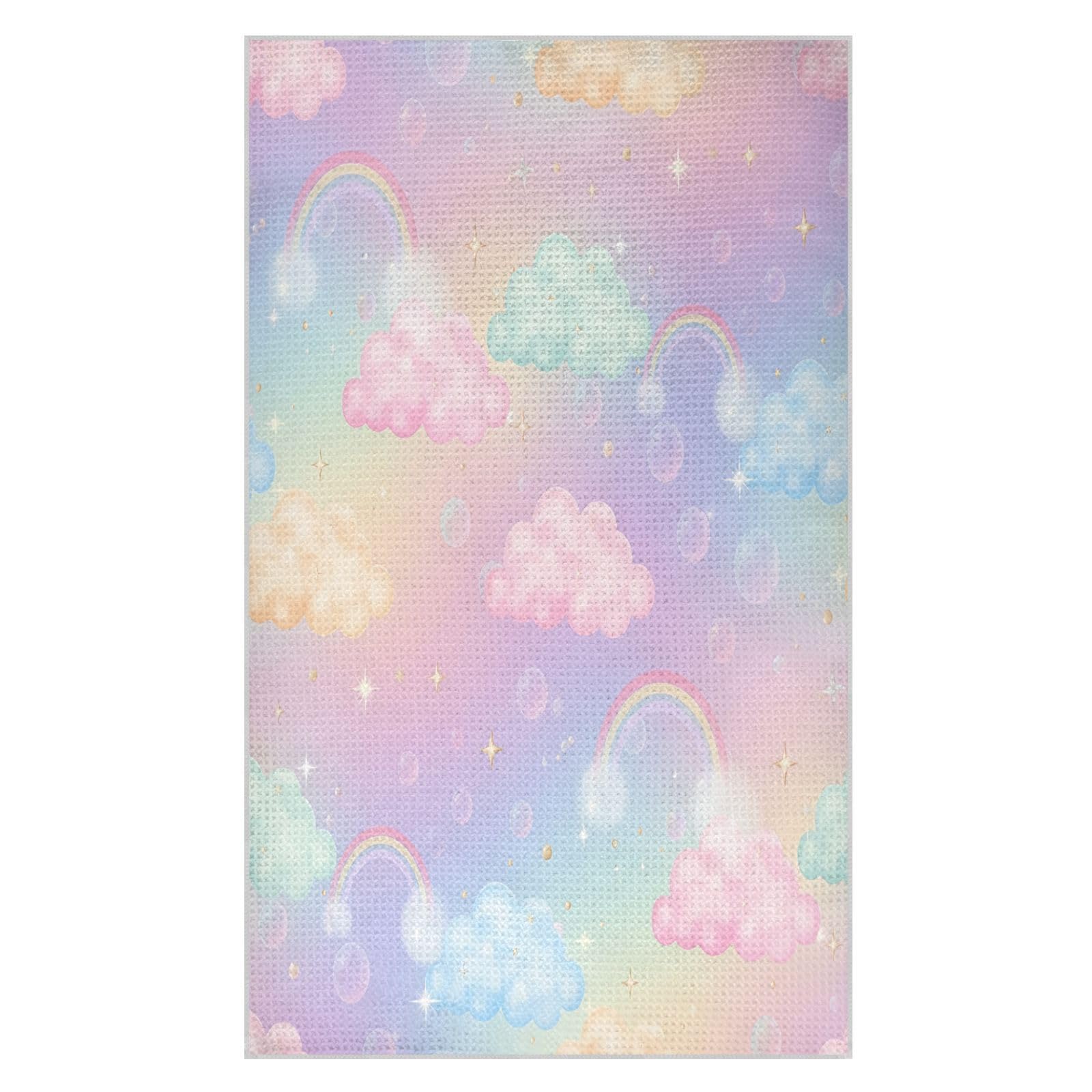 BURSTDDY Rainbow Clouds Kitchen Towels,Absorbent Dish Towels 2 Pack
