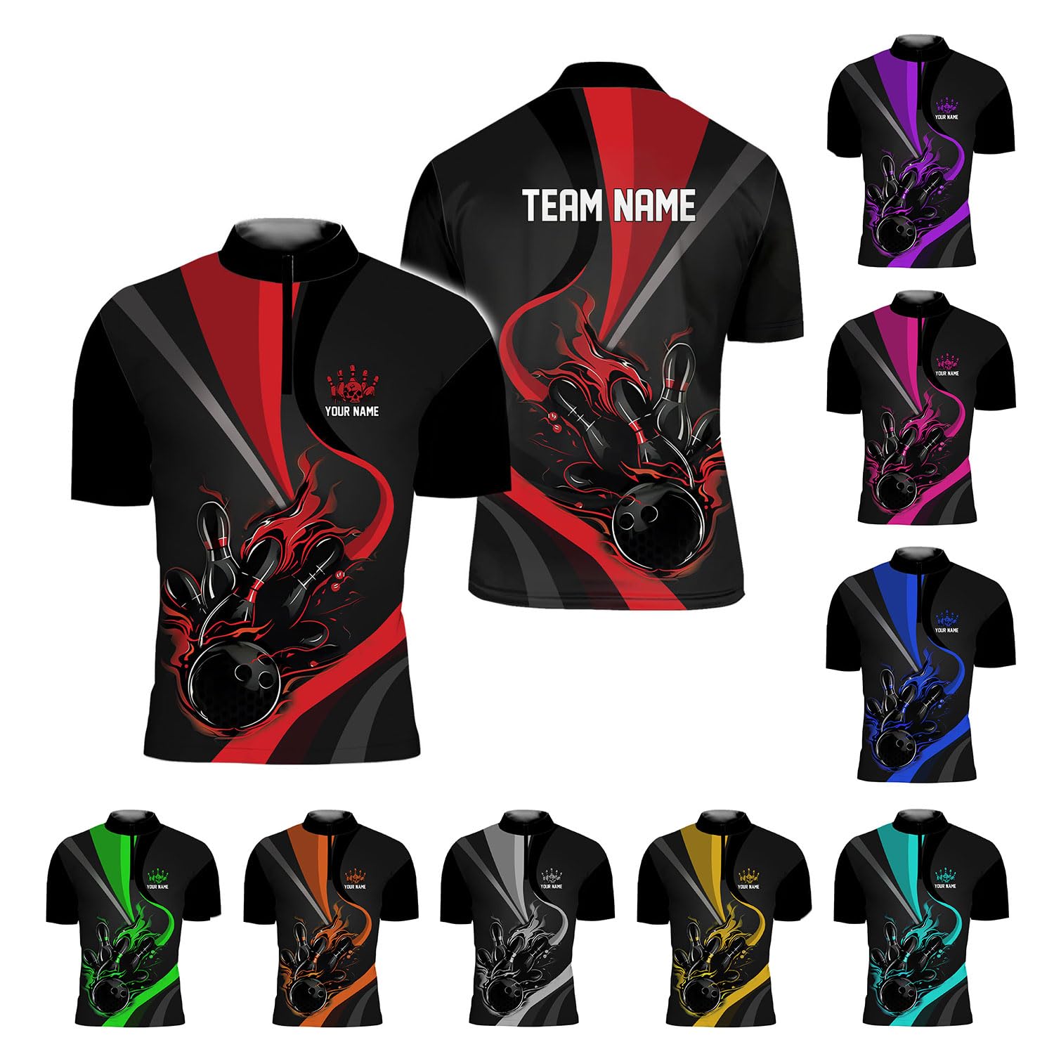 LigtHuy Personalized Bowling Jersey 3D, Bowling Shirts for Team, Bowling Shirt Unisex for Men Women, Bowling Shirts for Men 3 (US, Alpha, Small, 5X-Large, Regular, Regular, Multi 8)