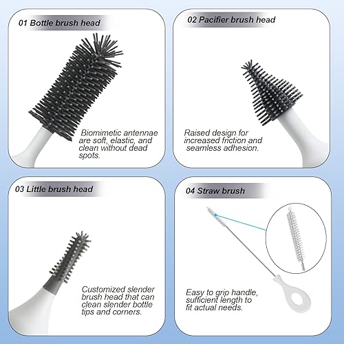 Miniatura 4 de winforhour Cepillo eléctrico para biberones con juego de limpiador eléctrico de botellas y cepillo para pajilla, adecuado para cepillo de cocina y