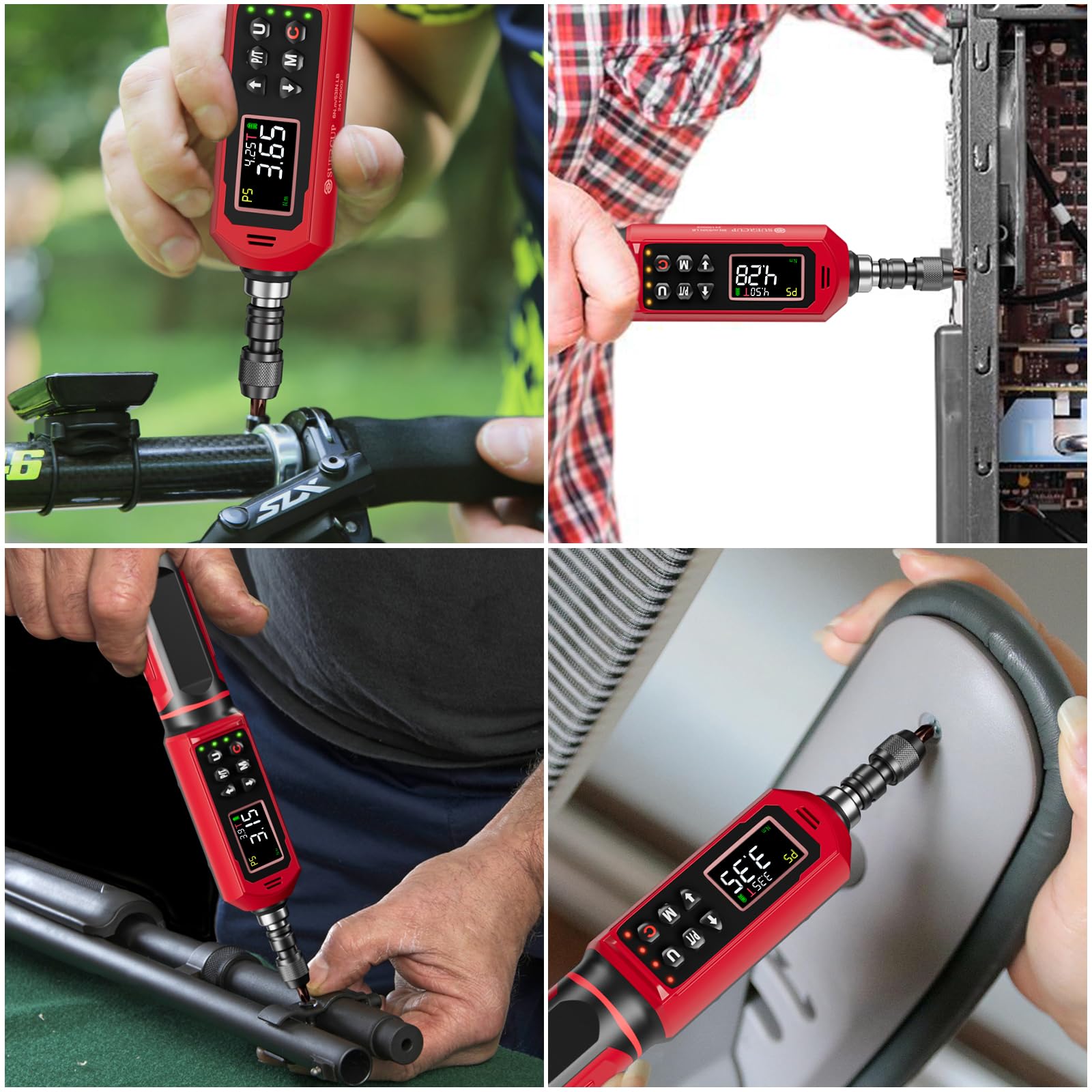 SUERCUP Cacciavite dinamometrico Digitale Set ±1% Precisione 0.15-10Nm con allarme LED, buzzer, vibrazione, 9 modalità preset e memorizzazione dati, utilizzato per bicicletta,e Moto