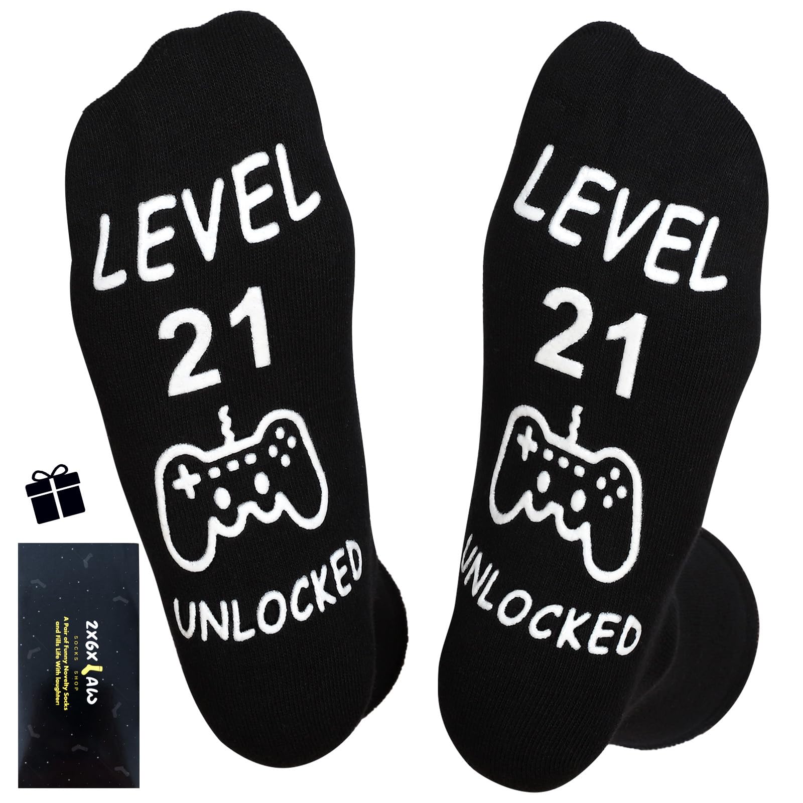 ZXGXLAW 21th Birthday Gaming Socks, Gifts for 21 Year Old Men,Gamer Teens