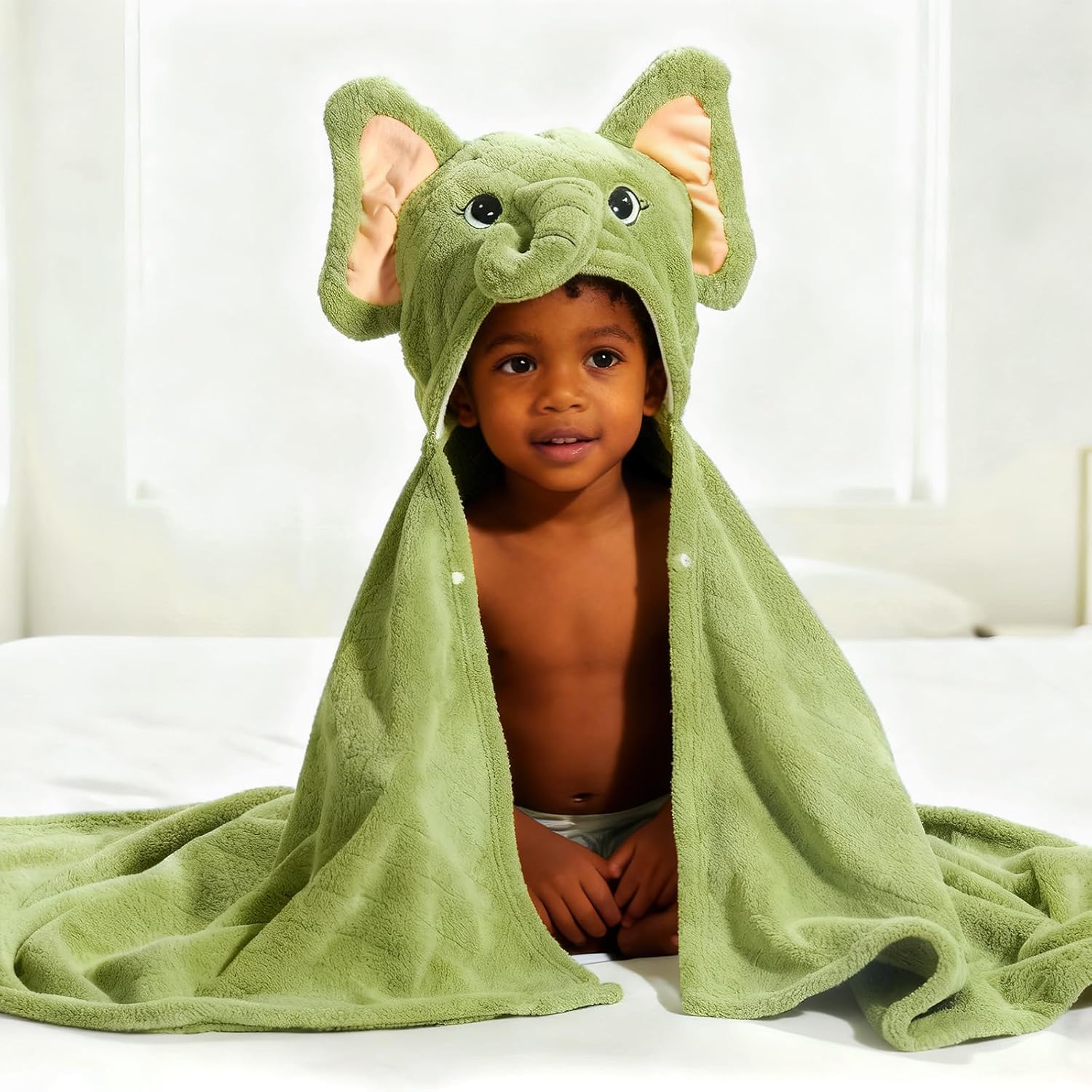 Baby Towels with Hood, Toddler Bath Towel for Girls&Boys 0-6 Years, 2-Pack Thick Absorbent Toddler Towels, Large 50''x32'' Kids Towel Babies Hooded Towels Baby Bath Essentials