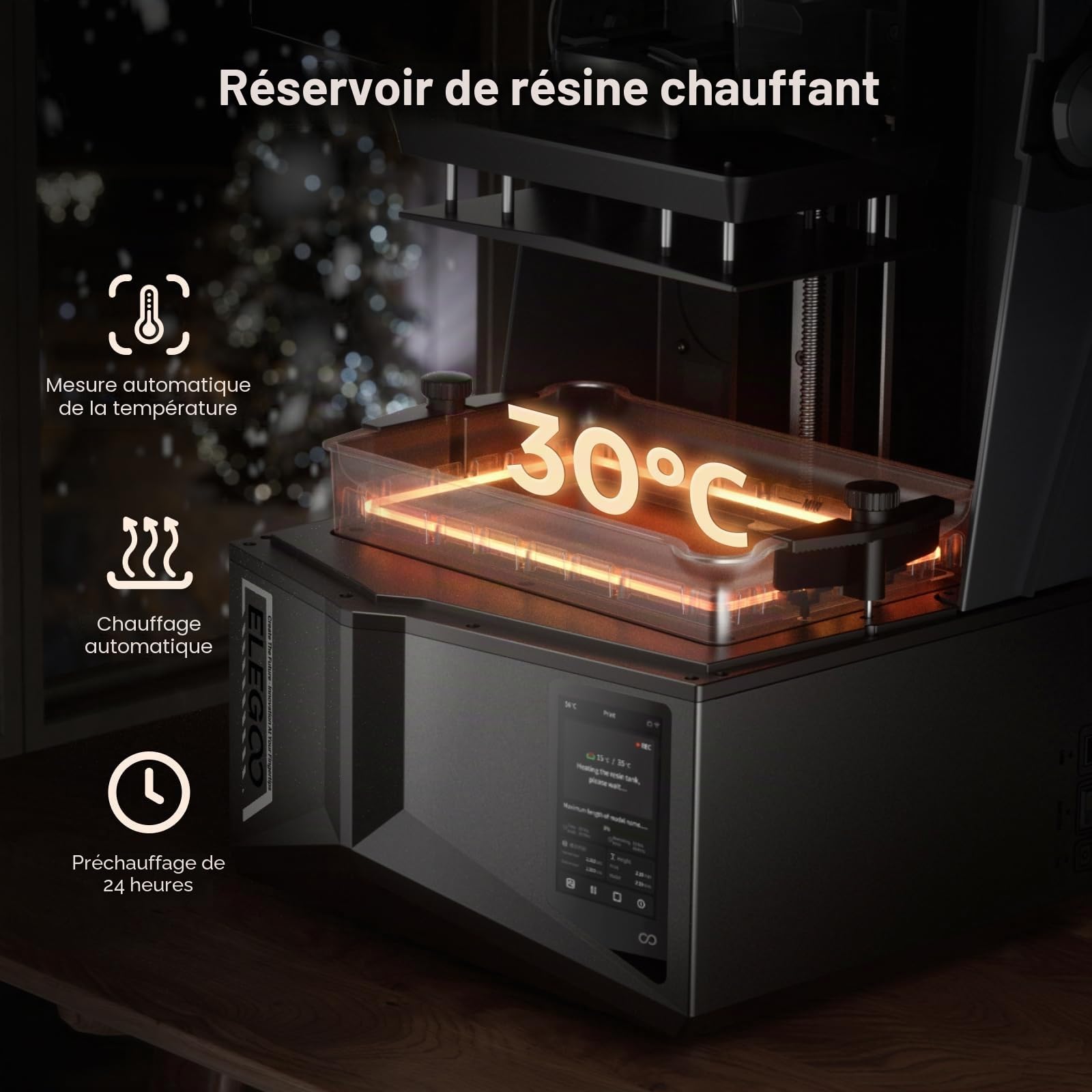 ELEGOO Saturn 4 Ultra 16K Imprimante 3D Résine avec LCD 10", Haute Résolution, Réservoir de Résine Chauffant, Impression Rapide 150 mm/h, Transfert Wi-FI, Taille d'impression 211,68×118,37×220 mm³