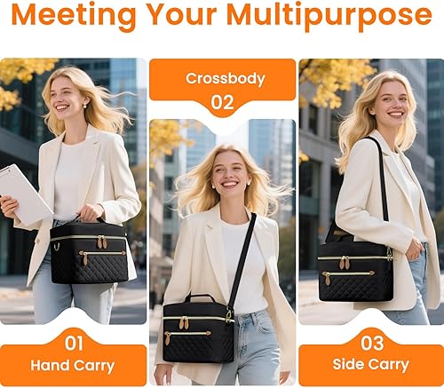 Miniatura 4 de Insulated Lunch Box for Women Reusable, Leak Proof Cooler Lunch Bag Women for Work Stylish Quilted Lunch Tote Bag for Adult Picnic Travel Hiking