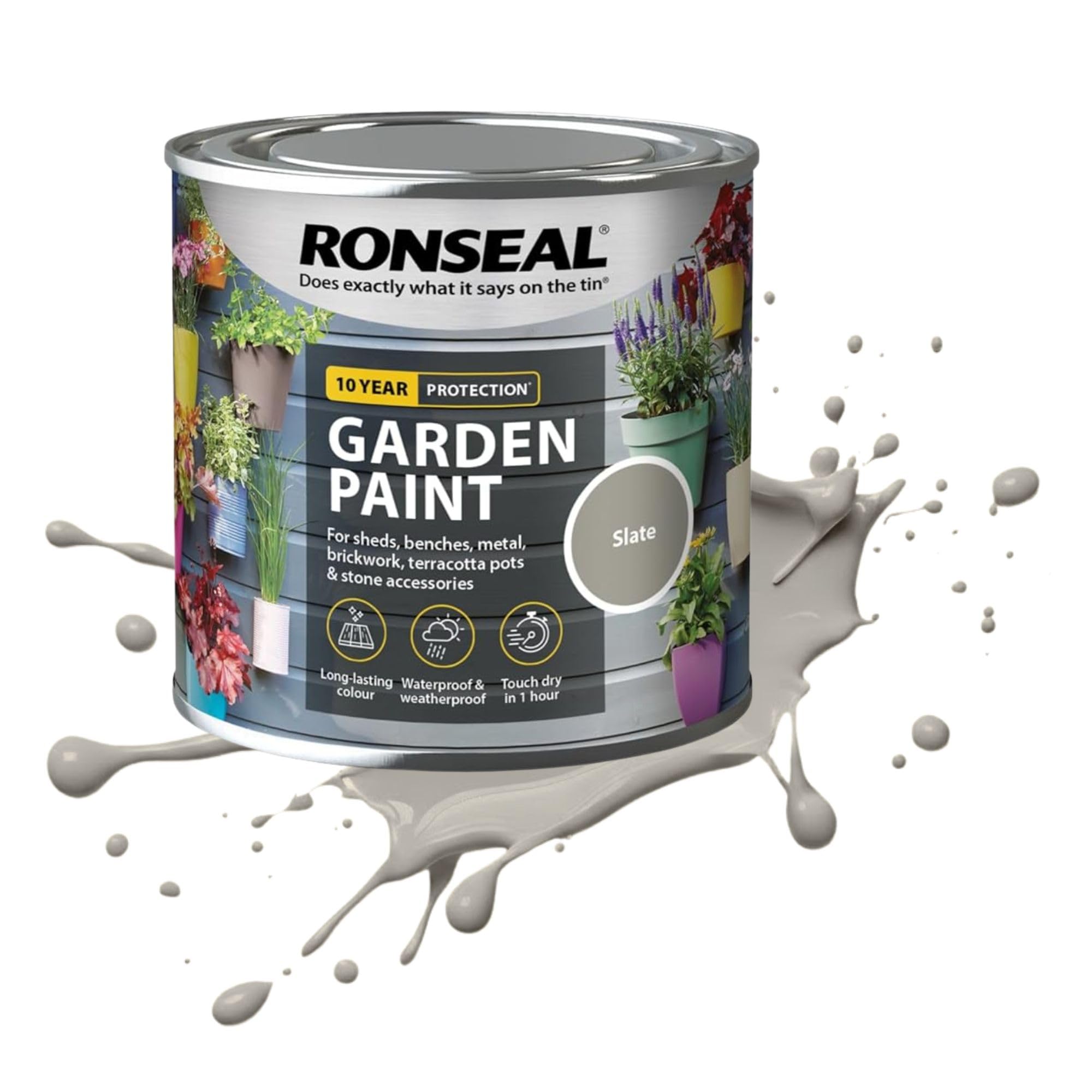 AOC24 750ML Garden Paint Slate, Water Based Outdoor Paints, Long Lasting Weather Resistant, Fast Drying Color for Wood, Bricks, Pots, Anti Crack Peeling DIY Paint (Slate, 750 M L)