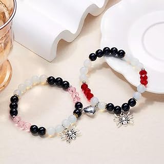 Pulsera de Cuentas con Forma de araña de Halloween para Parejas, Regalo para Hombres y Mujeres (2 Unidades), Color Rojo y Rosa
