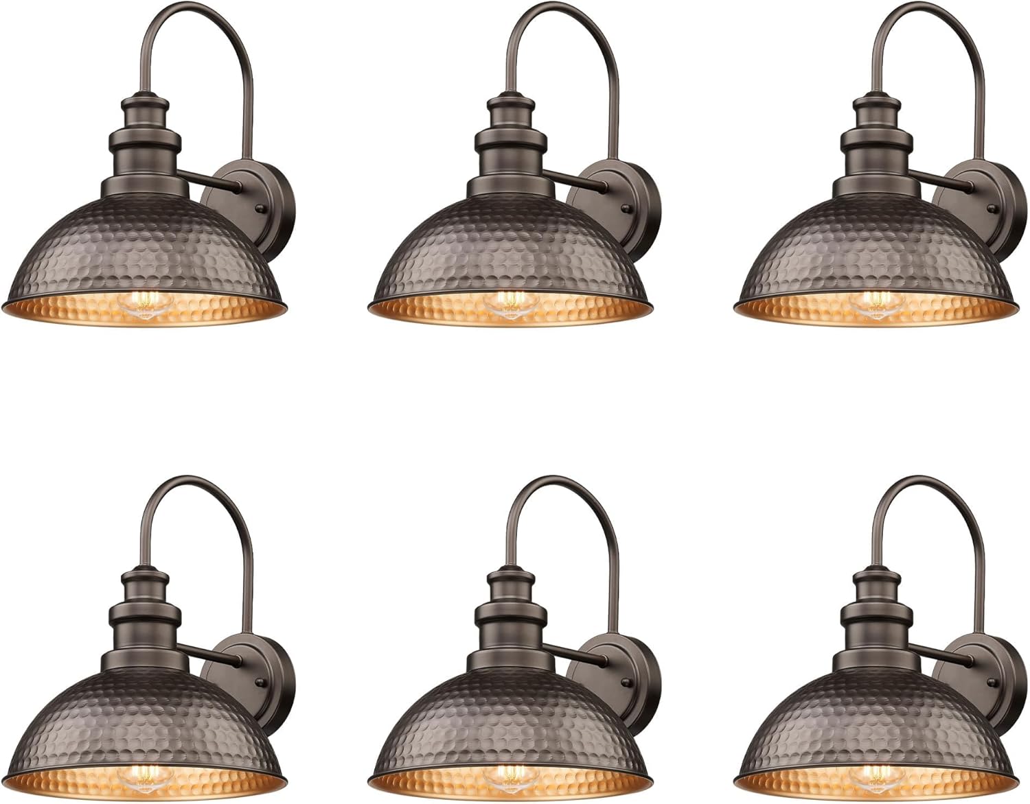 Casia Farmhouse Barn Lights - Rustic Wall Sconce, Exterior Outdoor Mounted Lighting Fixture, Vintage Wall Light, Porch Lantern Lamp for Front Door,Porch,Patio,Garge (Oil Rubbed Bronze, 6 Pack)