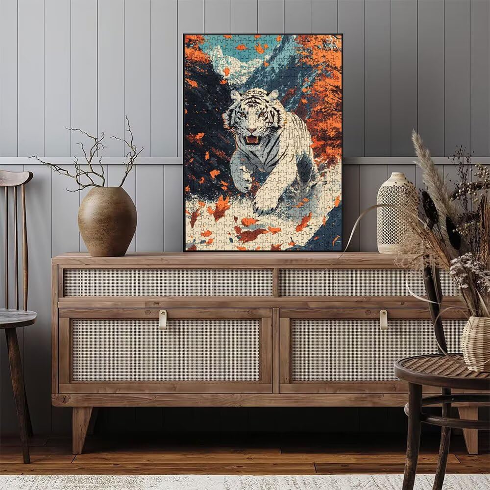 Puzzle 4000 Pezzi, Tigre Bianca Feroce 3D Puzzle per Adulti Impegnativo, Educa Puzzles Artistico, Divertente E Stimolante Puzzles Decorativo per La Famiglia, Regalo e Decorazione Pareti DX0YL6-969