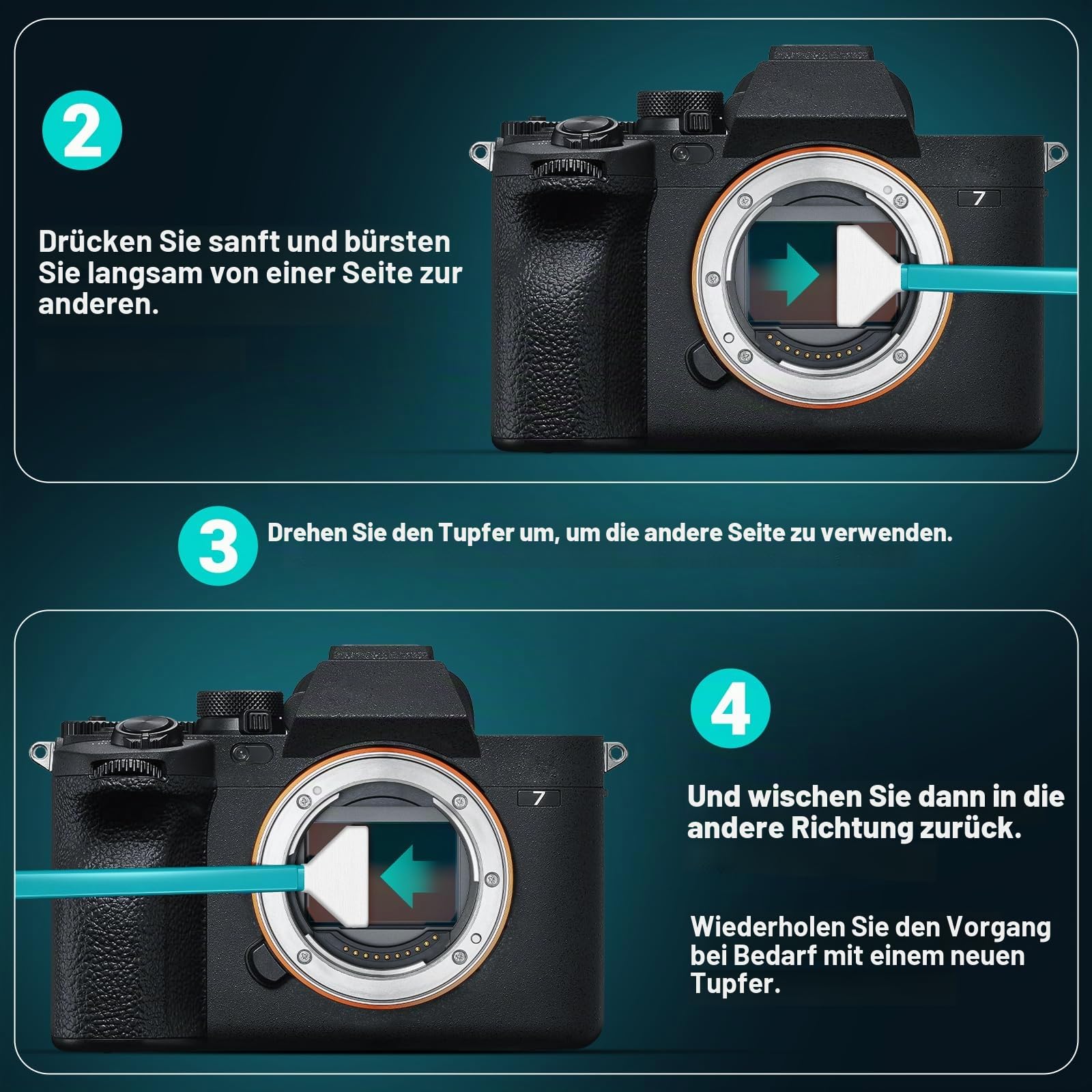 20 PCS Kamera Sensor Reinigungsset Full Frame, Sensor Reinigungstupfer, 30ml Sensor Reiniger, Kompatibel mit Sony Nikon Canon FF CCD CMOS, Staubfreie Vakuumverpackung, 24mm