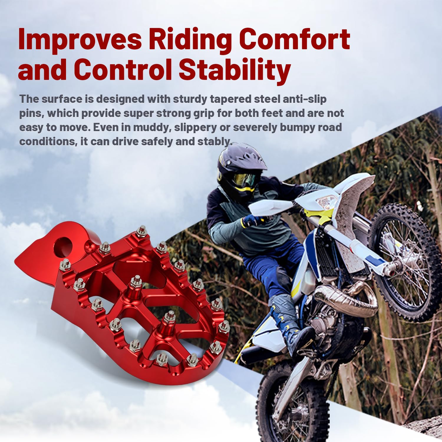 Motorrad Fußrasten,Fußrasten Rot für SMS125 SM400R 449 SMR/TC/TE/TXC 450 SMR/TC/TE SM450R SM450RR TXC450 SM510R 510 TC/TE/TXC/SMR 511 SMR/TE/TXC 570 SMR/TC/TE SM610R