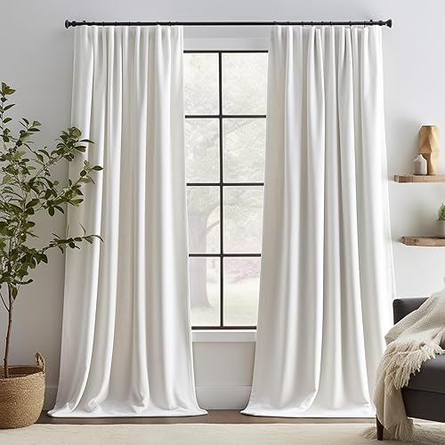 Miniatura 1 de Lazzzy Cortinas de terciopelo blanco de 90 pulgadas de largo para sala de estar, dormitorio, filtrado de luz, aislamiento térmico, cortinas de