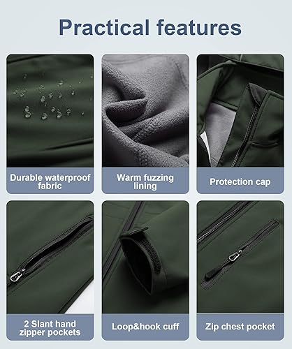 Miniatura 6 de CREATMO US Chaqueta táctica ligera impermeable larga Softshell con forro polar cortavientos para mujer