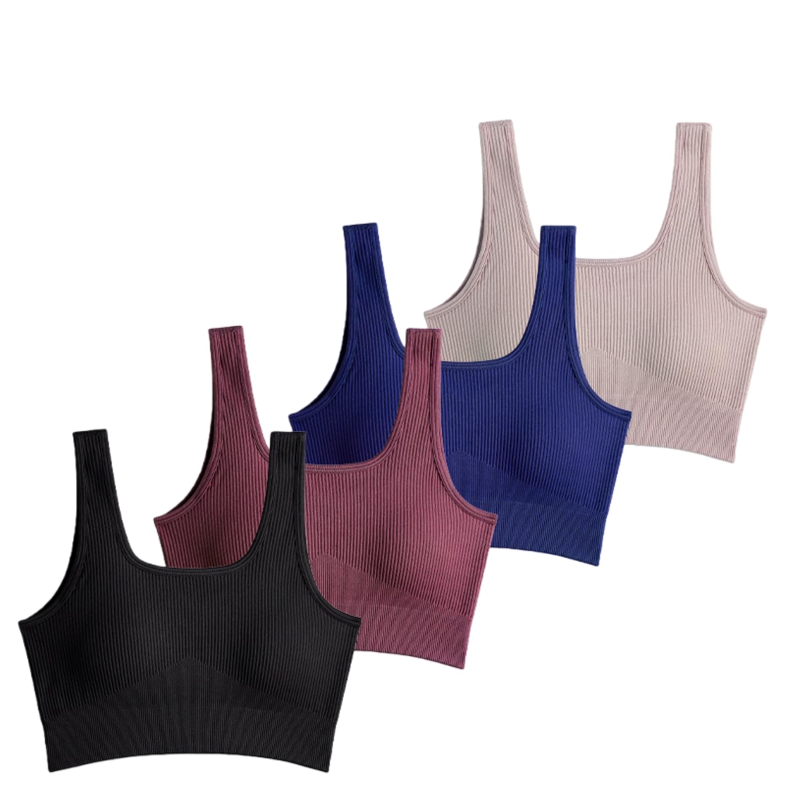 Sujetador Yoga 4pcs Set Sin Costuras Gimnasio Tanque Mujeres Color Sólido Nervioso Extraíble Almohadilla De Pecho Chaleco Entrenamiento-b-m