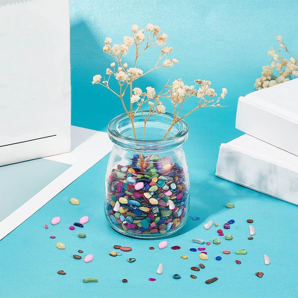 SUPERFINDINGS 120G 10 Colors Small Natural Crushed Shells Resin Filler Dyed Shells Chips Pieces Irregular Seashell Slices for Crafts DIY Vase Filler Beach Weddings Party (Pack of 2)