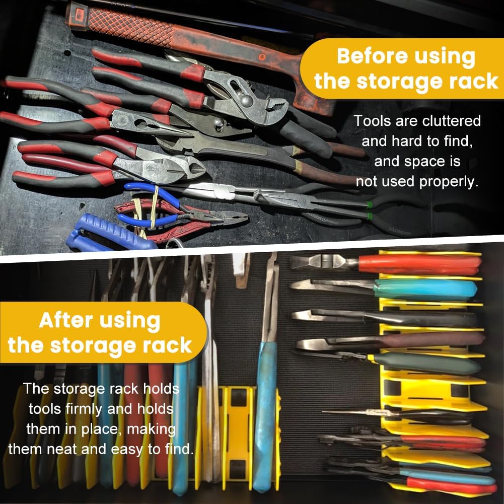 2Pcs Pliers Organizer Rack, 10 Slots Pliers Cutters Organizer Rack Plastic Tool Organizers Space Saving Tool, Drawer Toolbox Organizers for Tools Box Storage(COLOR:yellow)