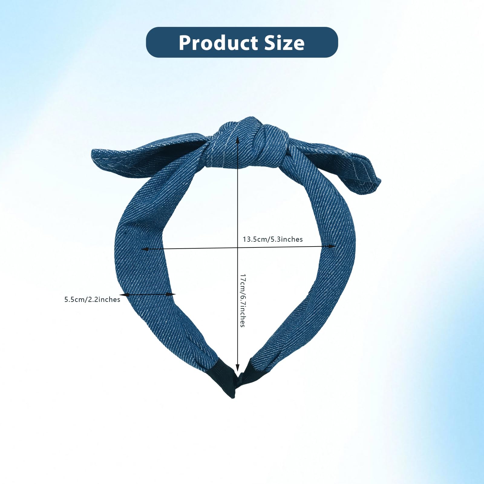 Blue Wide Denim Headband Cute Top Bowknot Hair Hoop Elastic Hairband for Washing Face Elegant Hair Accessory - Image 2