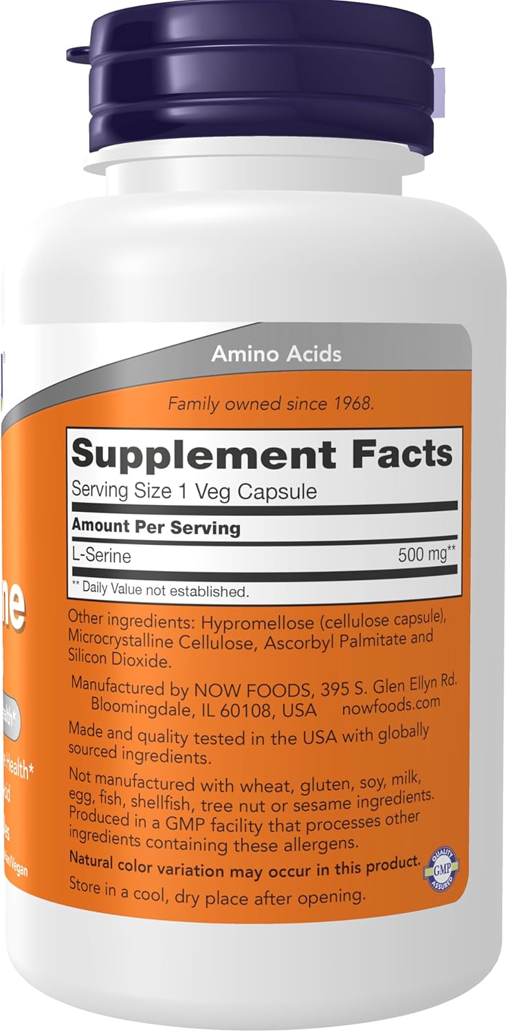 Now Foods, L-Serine, 500 Mg, 120 Veg Capsules
