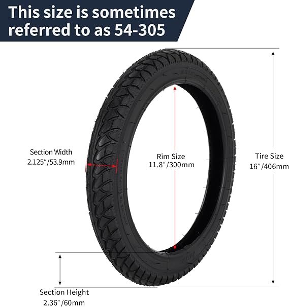 RUTU 16x2.125 Bike Tire 16 Inch Bicycle Tire and Inner Tube, 54-305 Tire