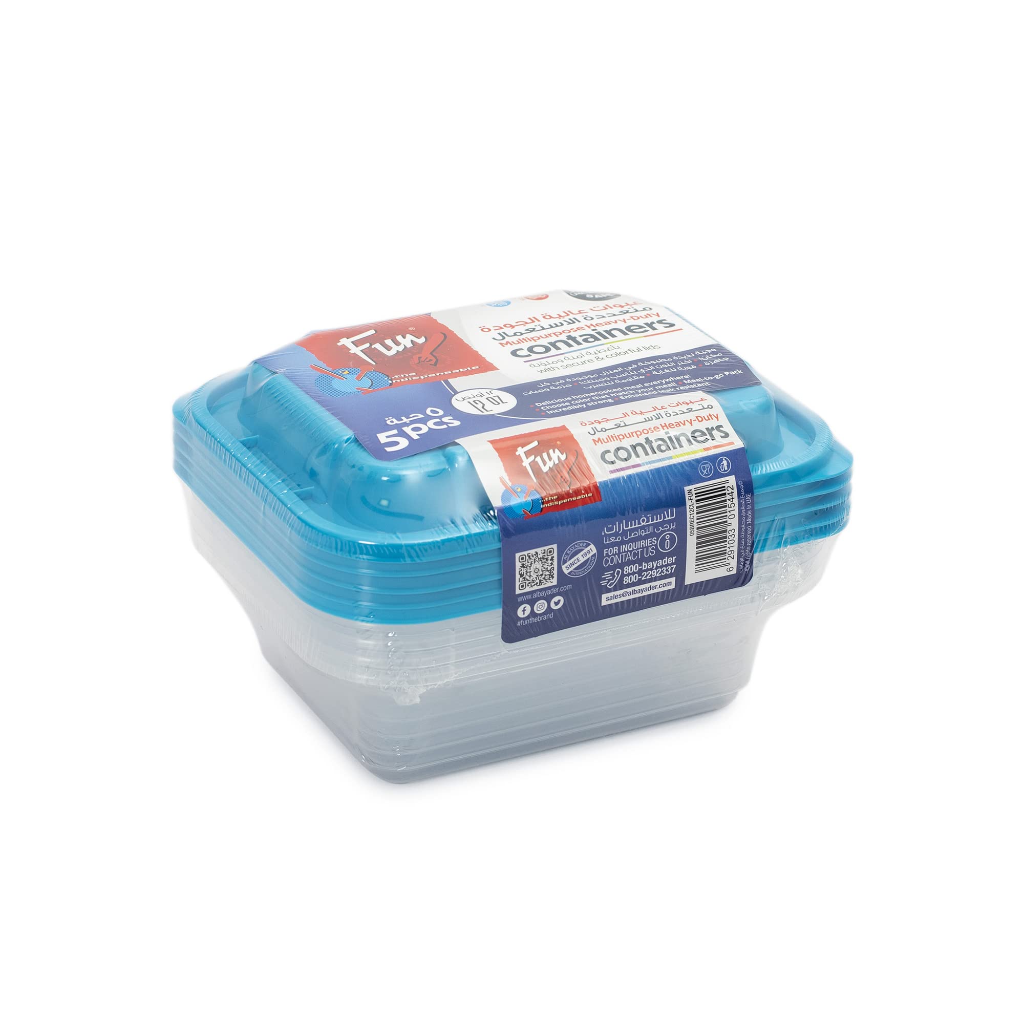 Fun Plastic Transparent Container with Turquoise Lid Storage Set 350ml, 5 Boxes Meal prep containers Plastic Containers, Leak Proof, Freezer Microwave & Dishwasher Safe Kitchen Organizers (Pack of 5)