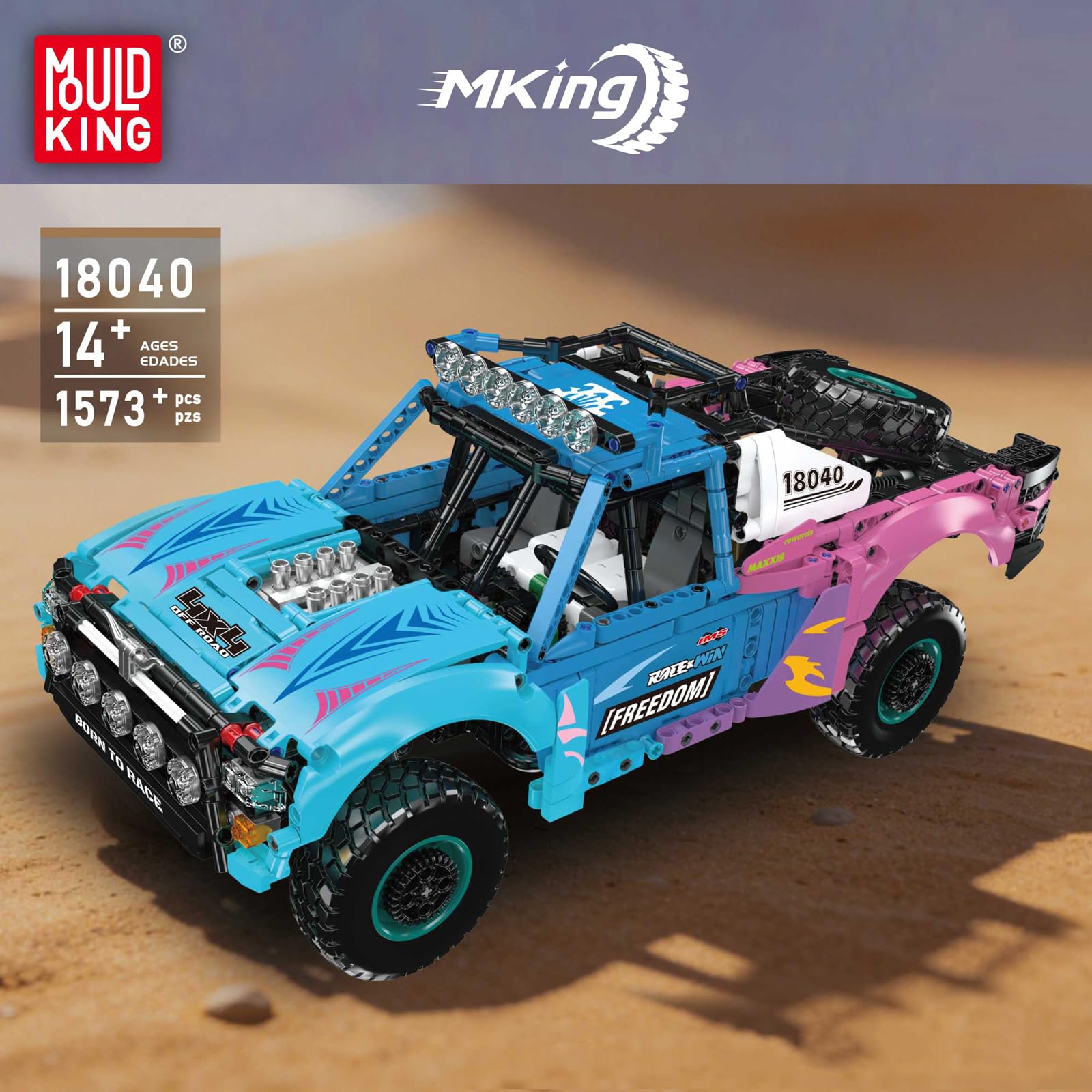 Mould King 18040 Technik MOC Luftfederungs-Offroad-Truck Baustein-Modell | Elektrisch ferngesteuertes Kletter-Rennwagen Bausatz APP Technologie 4x4 Geländewagen Klemmbausteine Bausatz （1573+Teile）
